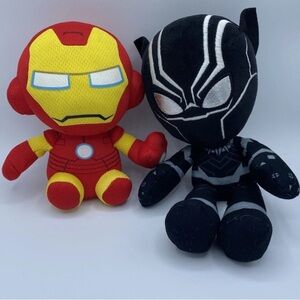 Marvel IRON MAN & BLACK PANTHER Plush/Stuffed Animal Superhero Bundle Duo‎